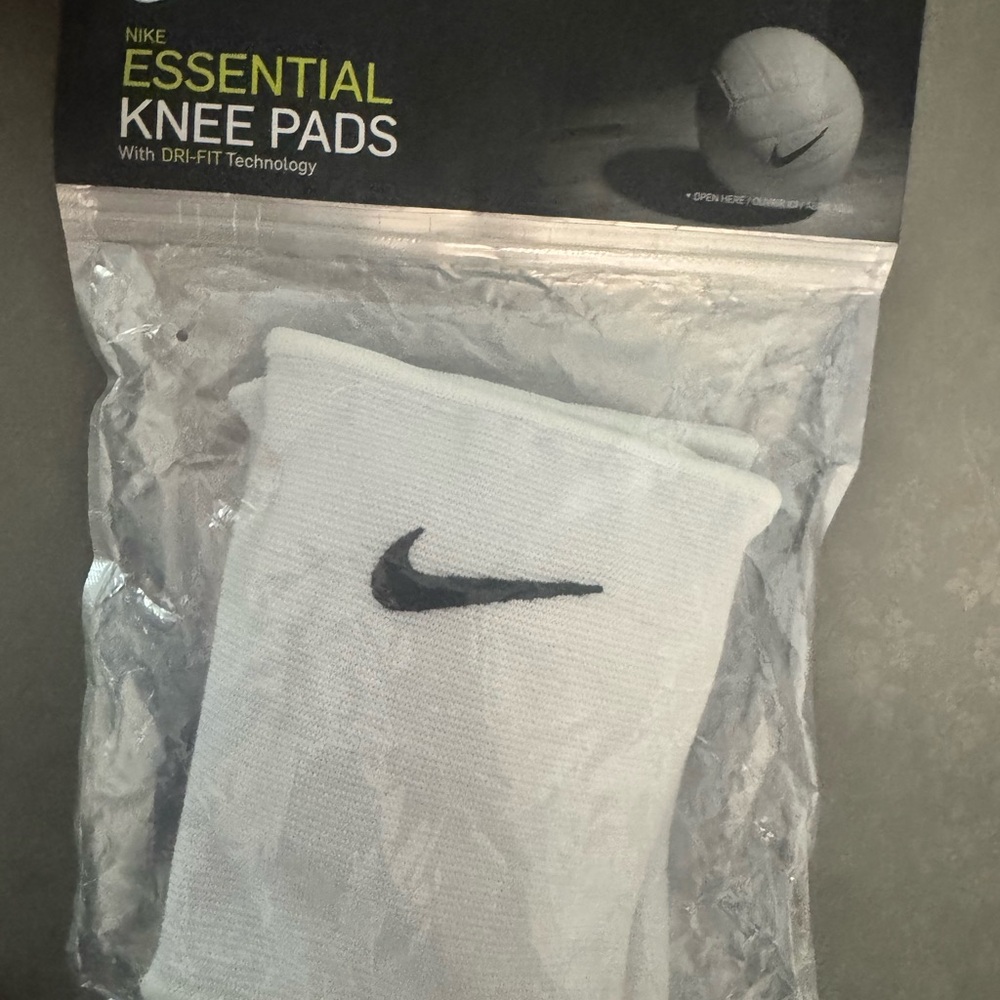 Nike White Knee Pads with Black Swoosh Embroidery